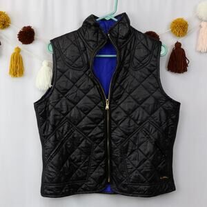 Lauren Ralph Lauren Black Blue Quilted Reversible Vest Zip Up Size Medium
